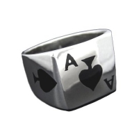 925 Sterling Silver Poker Ace of Spades Ring--Hawaiian Silver Jewelry