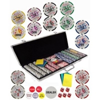 Clay Composite Gambling Poker Chip Chipset with Gaming Accessories