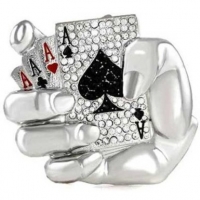 Poker King Fist Of Aces Silver Interchangeable Belt Buckle