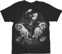 Popeye Urban Poker Black Adult T-shirt