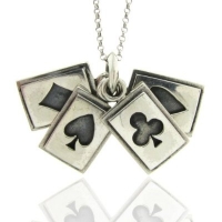 Sterling Silver Poker Cards Pendant